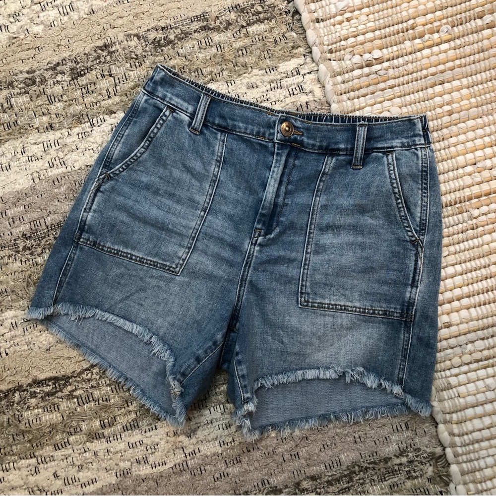 Aerie Light Wash Pull On High Rise Soft Denim Shorts